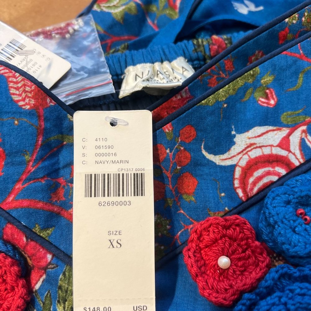 Anthropologie Blue Floral Crochet-Accented Tank Top - Picture 10 of 15